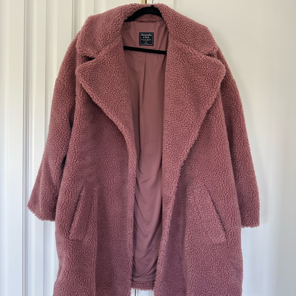 Abercrombie & Fitch Pink Teddy Coat